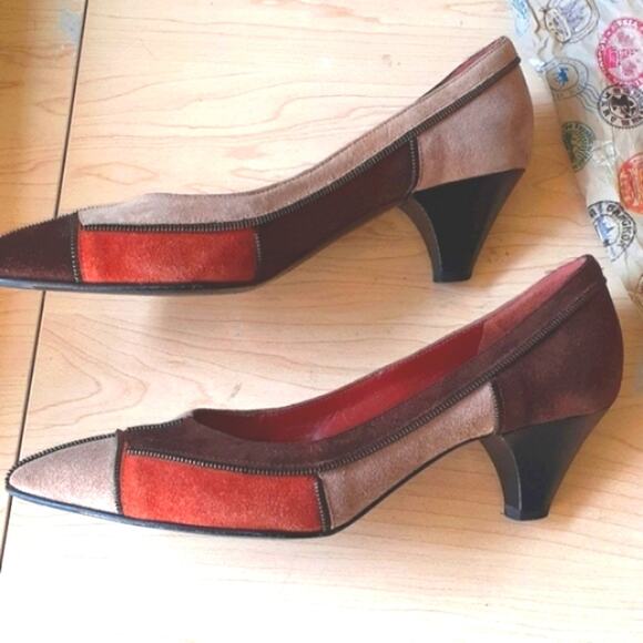 MARC BY MARK JACOBS Patchwork Pumps Size 7 SUEDE Heels Office Workwear Vintage - Picture 3 of 13